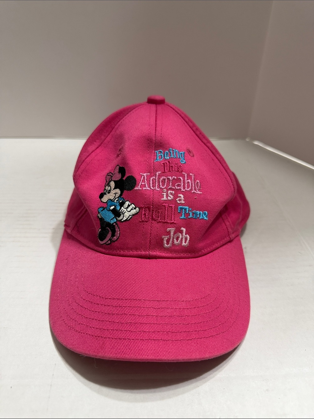 Disney Hot Pink Minnie Mouse Cap ‘Being This Adorable is a Full Time Job’
